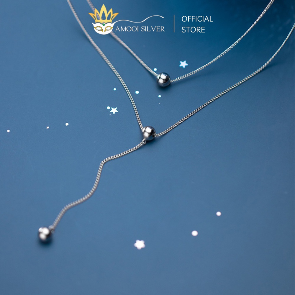 Vòng cổ bạc S925 dây đôi viên bi - Amooi Silver AD146