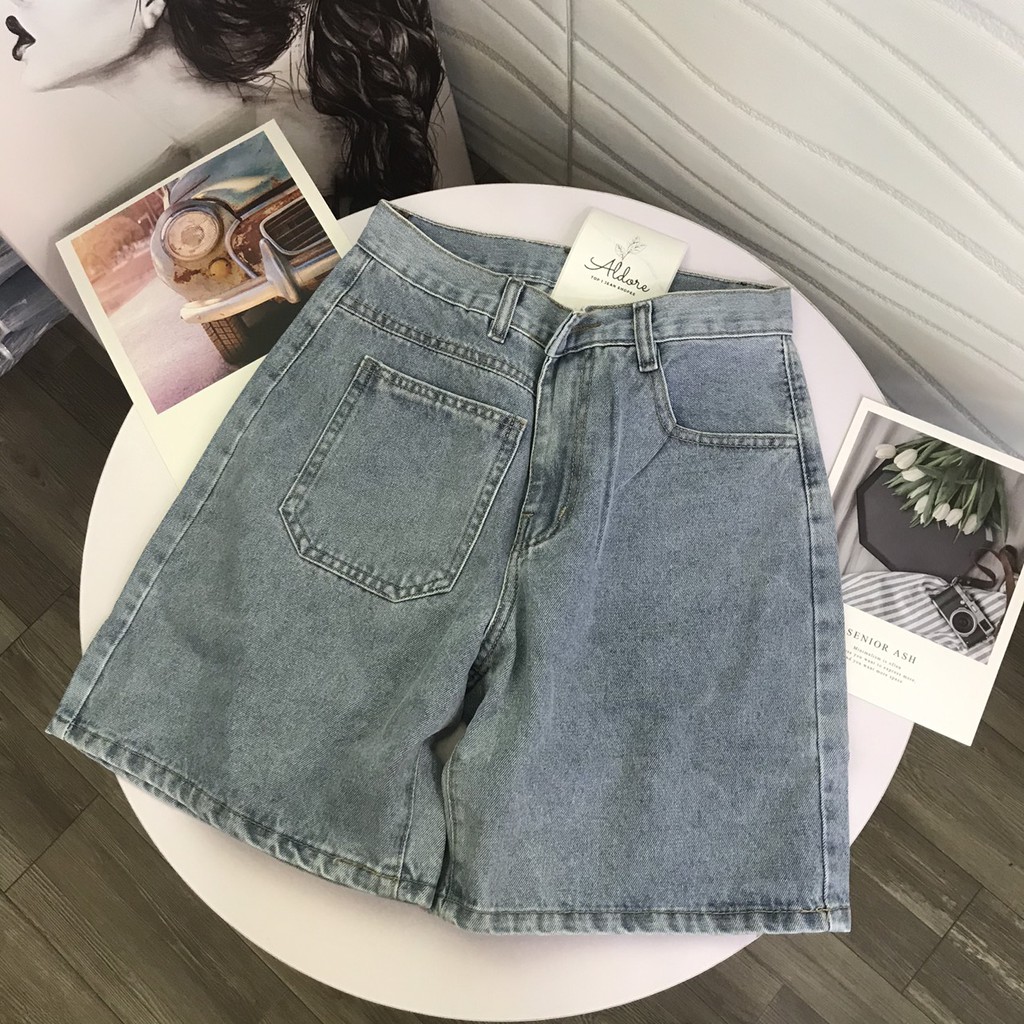 Quần short jean nữ ống rộng một túi MSHA5