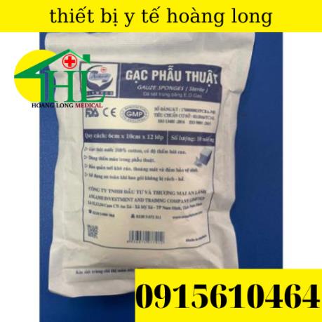 túi 50 gói gạc phẫu thuật tiệt trùng AN LÀNH 10 x10 x6 lớp