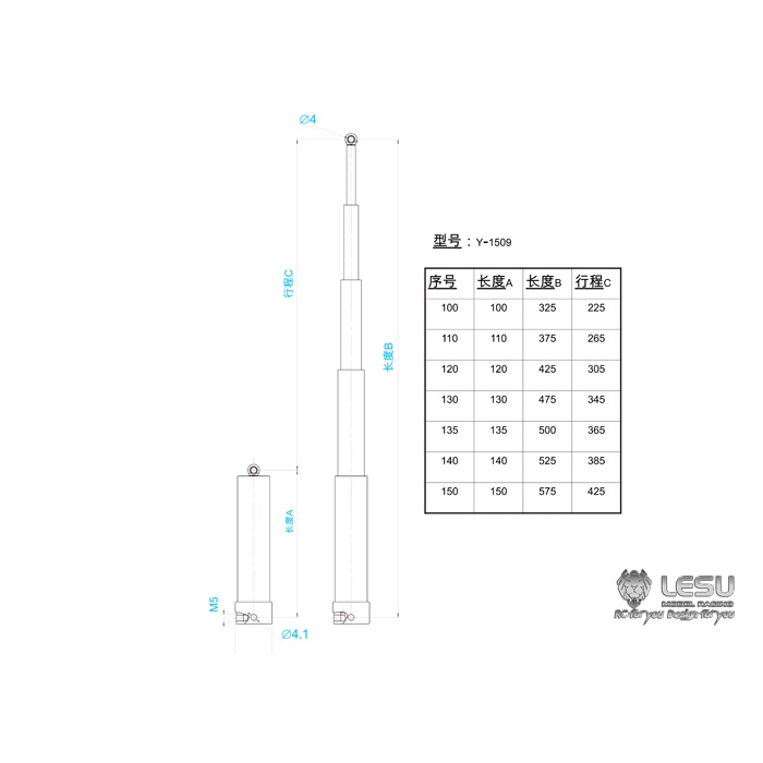 Hệ thống xi lanh thủy lực đa tầng 1/14 phía trước của xe ben