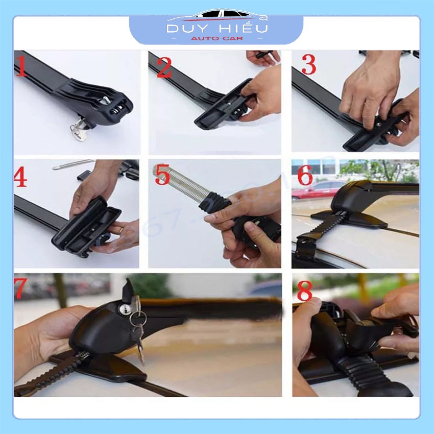 Hai Thanh Giá Nóc Xe Ô Tô Ngang Chở Hàng Cho Xe Morning, Getz, Wigo Chịu Được Tải Trọng 150 Kg