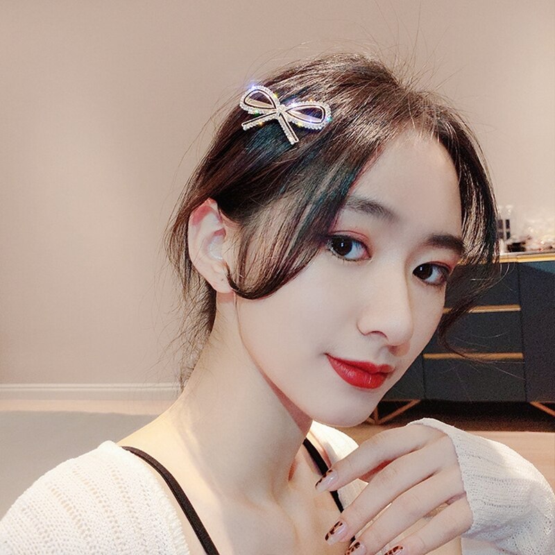 Kẹp Tóc Thiết Kế Hình Nơ Đính Ngọc Trai Thời Trang