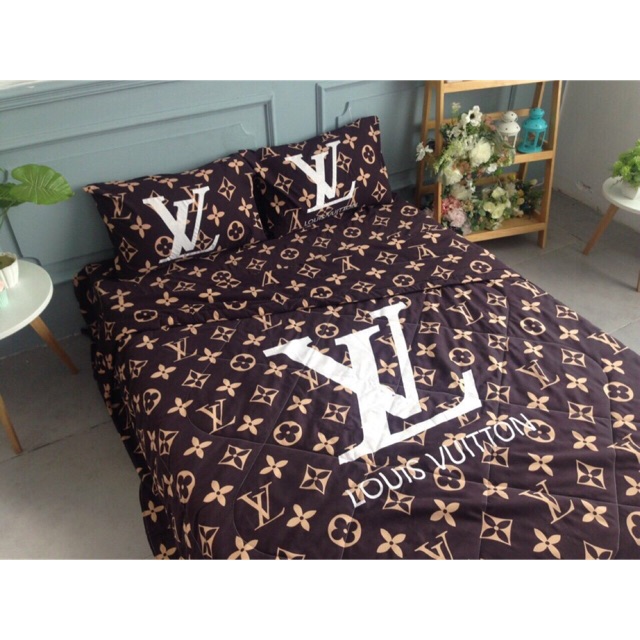 Set Chăn Ga Đũi LV (Ga Gối mỏng + Chăn Hè Trần)-> inbox chọn size