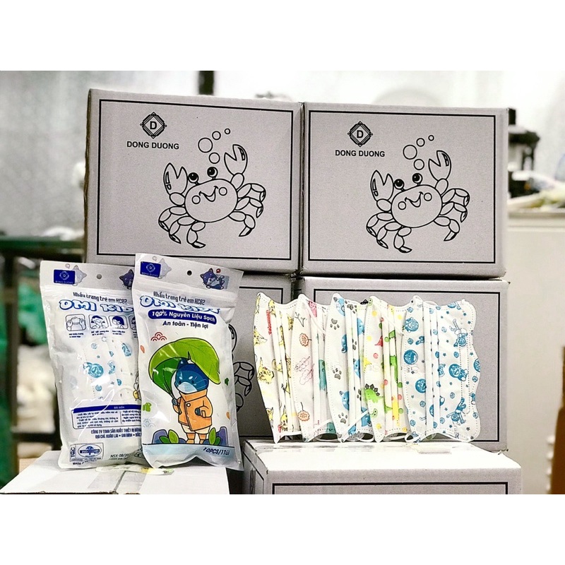 Combo 100 cái khẩu trang Cua King Crab Omi cho bé từ 4-10 tuổi