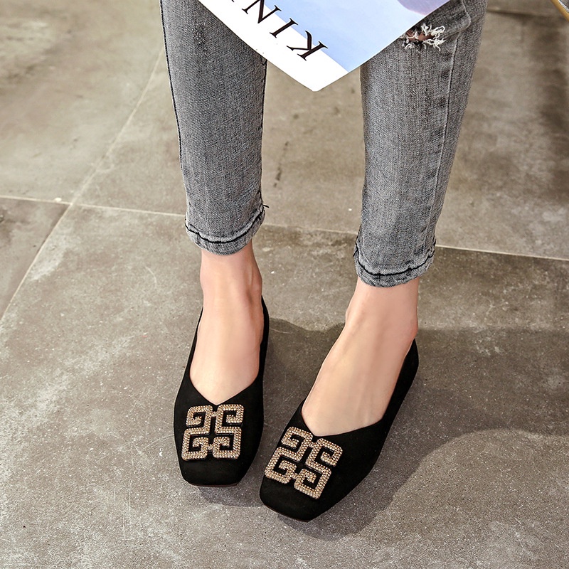 Giày Nữ Bệt Da Mềm Công Sở Đính Đá SS