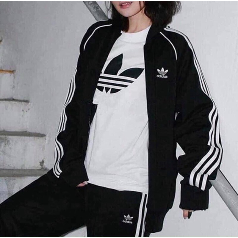 (HÀNG XUẤT XỊN) Áo khoác das đen đơn giản Bomber 3 Stripes Full Tem Tag,Made In Cambo Full Khoá Ép Cao Cấp Chống nước