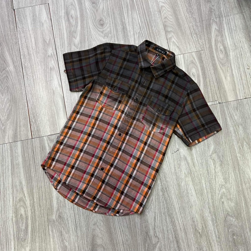 Sơ mi kẻ cộc tay loang 2 màu BbR new 2227, áo sơ mi nam mix màu mẫu mới, Bin Store
