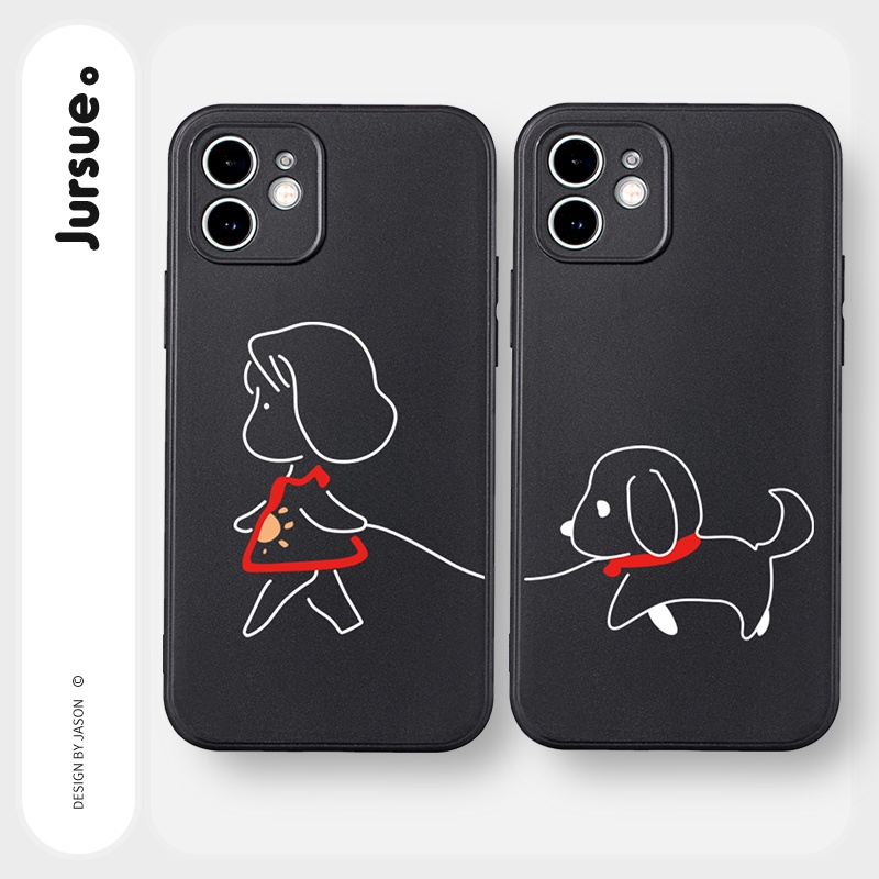 Ốp lưng JURSUE hoạt hình cặp đôi dễ thương đẹp cho iPhone 13 12 11 Pro Max SE 2020 X XR XS ip 8 7 6 6S Plus kute Y176
