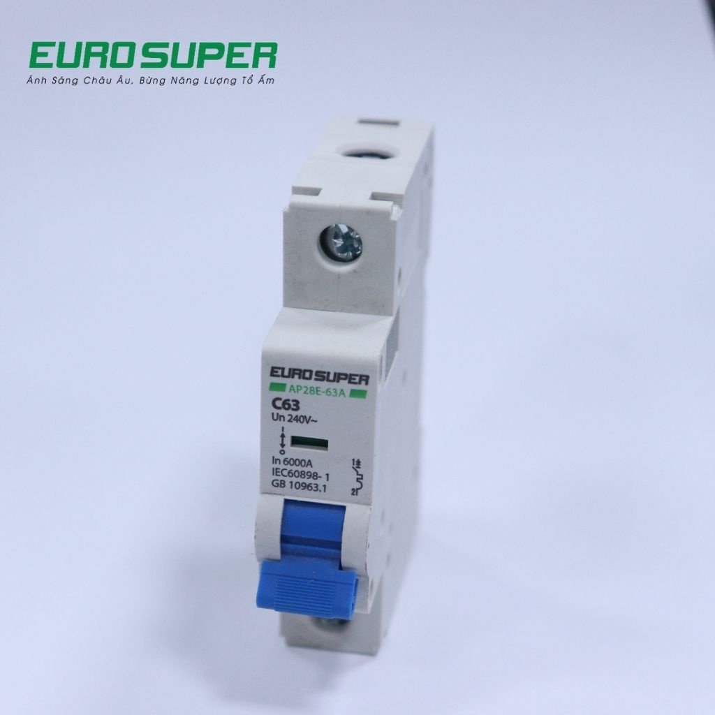 Aptomat Đơn EUROSUPER Dòng Cắt 6KA Bảo Vệ Dòng Điện Giảm Thất Thoát Điện Năng An Toàn, Hiệu Quả 16A -  63A