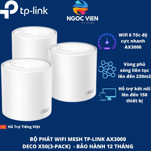 [Hỏa Tốc - HCM] Bộ phát wifi Mesh TP-Link AX3000 - Deco X50(3-Pack) - Ngocvienstore