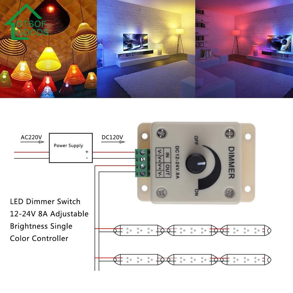 Công tắc điều chỉnh độ sáng đèn LED 12-24V 8A một màu chuyên dụng