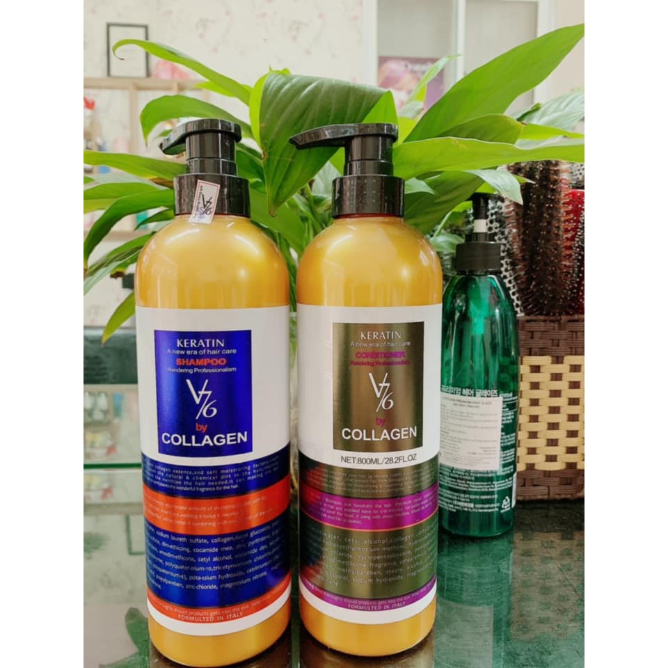 (TỔNG KHO SỈ) Cặp gội xả COLLAGEN VÀ KERATIN kích thích mọc tóc, phục hồi tóc hư tổn-V76 800ml