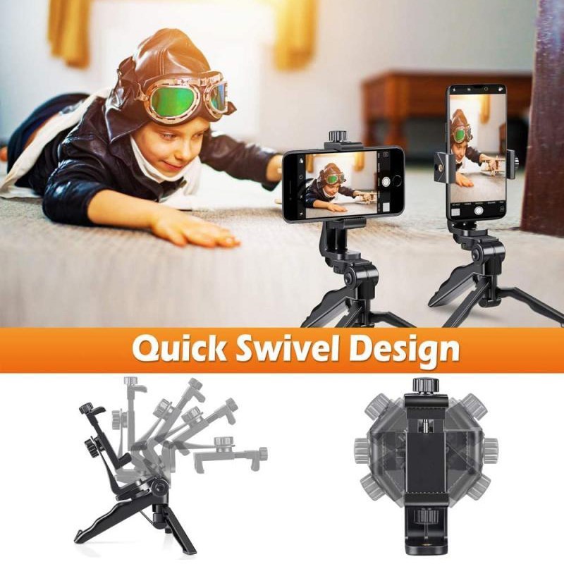 ✔️✔️ Chân Tripod Handgrip mini xếp gọn + Kẹp điện thoại VÍT XOAY 360