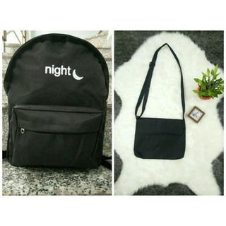 [Freeship 99k Toàn Quốc]COM BA LÔ NIGHT/DAY + TÚI BASIC ĐEO CHÉO (TRẮNG/ĐEN)