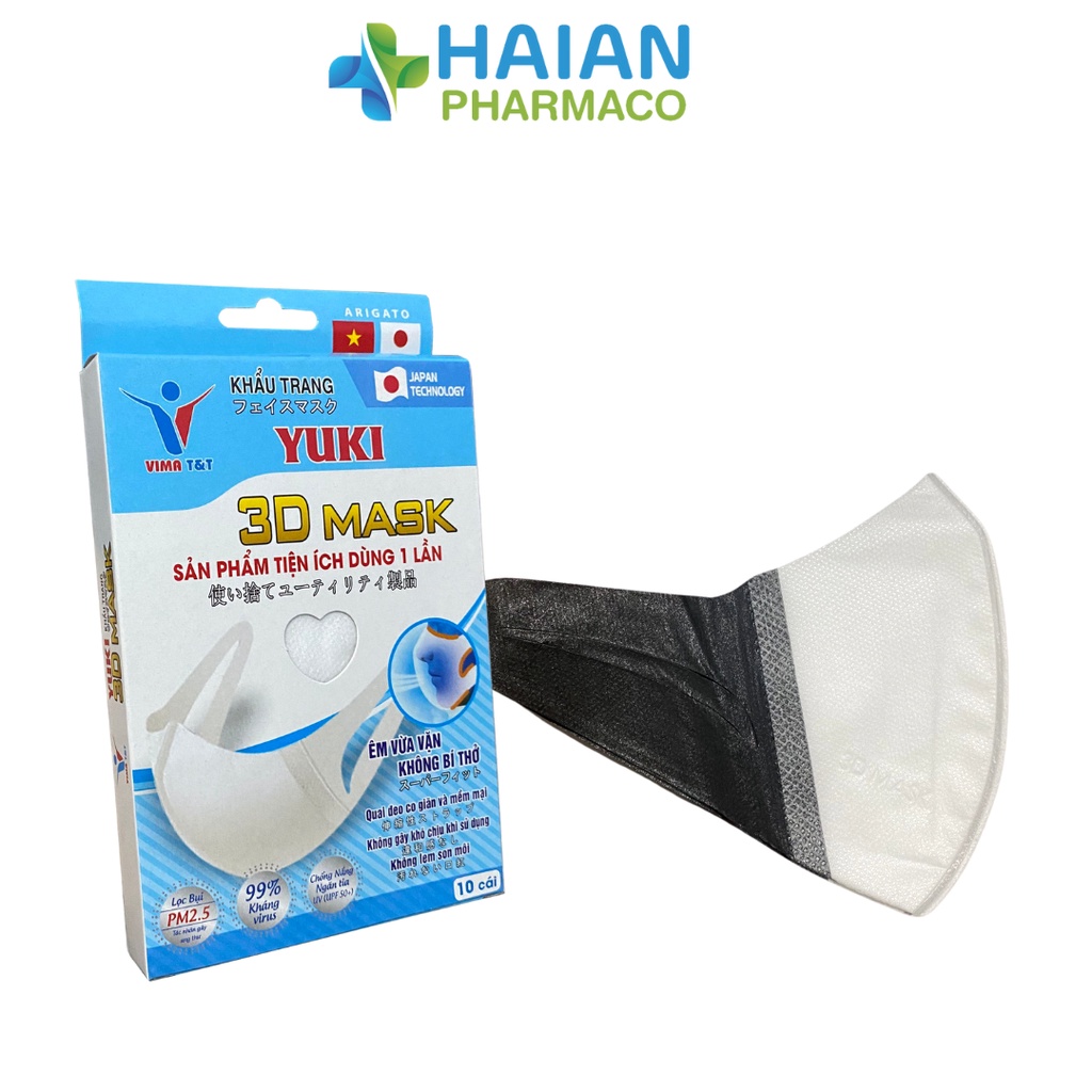 Khẩu trang 3D Mask Yoki 3 lớp kháng khuẩn hộp 10 cái