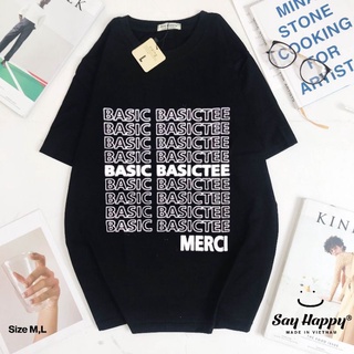 ☘️Áo Thun Say Happy Chữ Basic☘️