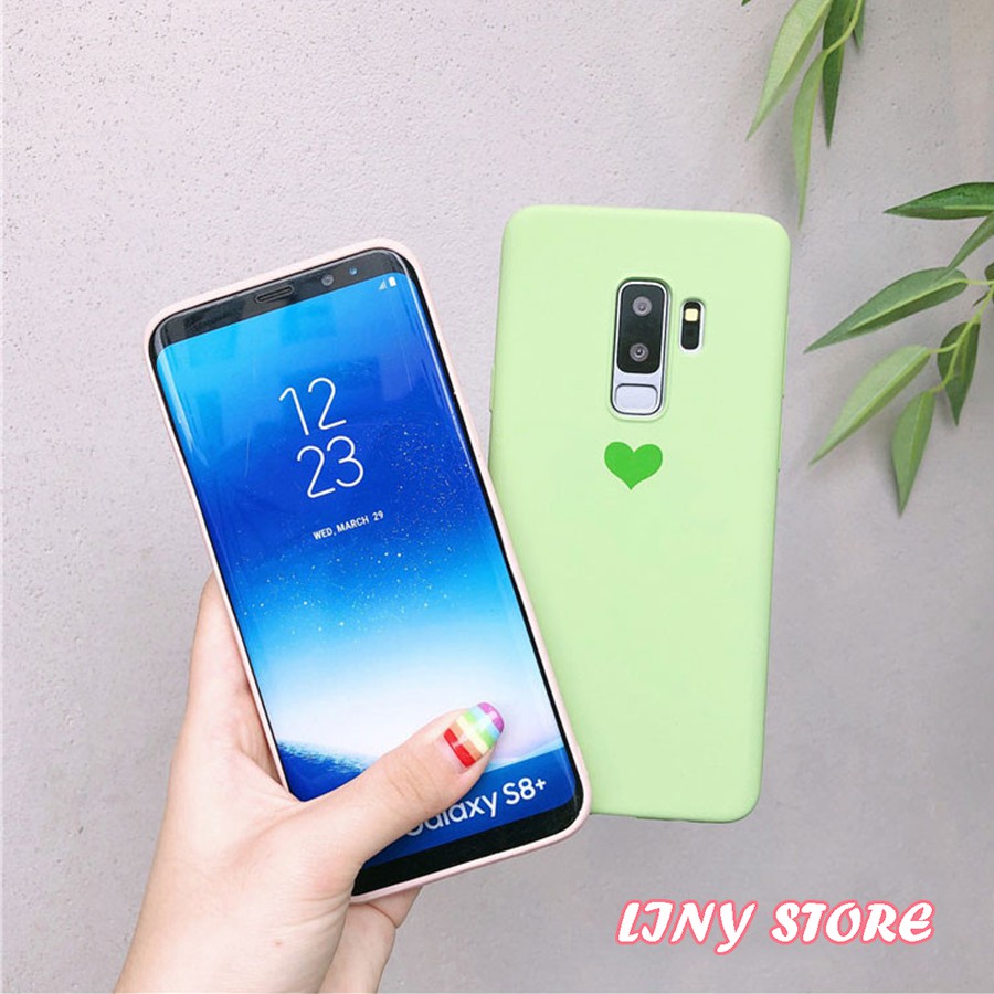 Ốp điện thoại 2 màu Xanh Hồng in hình trái tim cho S8 S8 Plus S9 S9 Plus S10 S10 Plus Note 8 Note 9