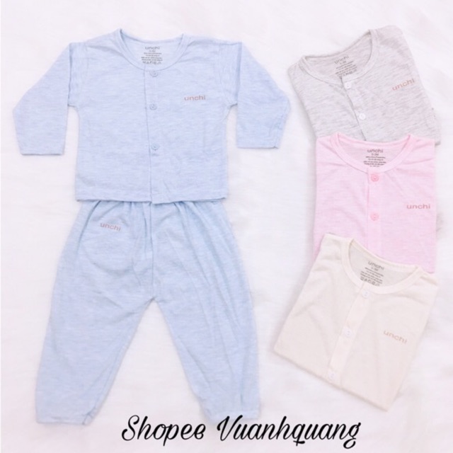 Bộ dài tay xuân thu cúc giữa chất cotton cho bé