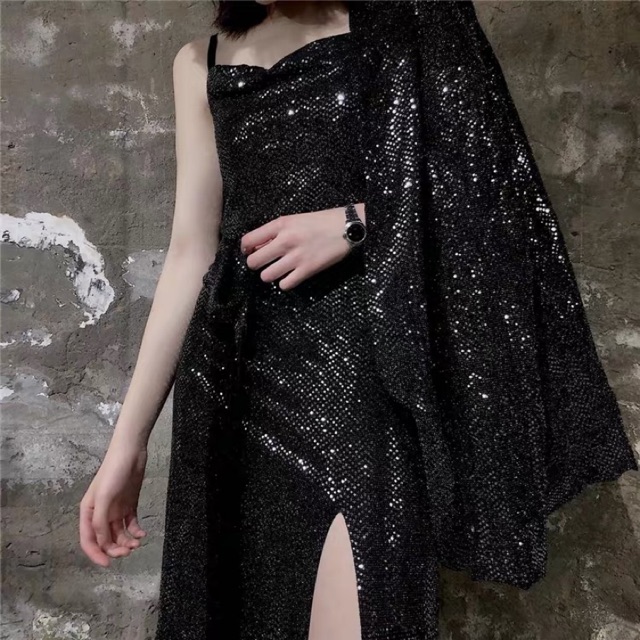 Combo đầm áo khoác bling bling