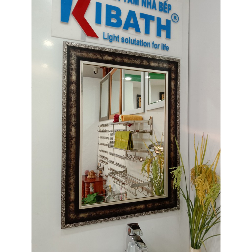 Gương soi Kibath khung đen cổ điển KT 60x80 cm, KB-131