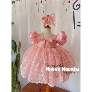 VÁY CÔNG CHÚA (QUỲNH ANH) Nhung Nguyễn Váy Đầm Công chúa Bé Gái Cao Cấp Tặng Kèm Cài