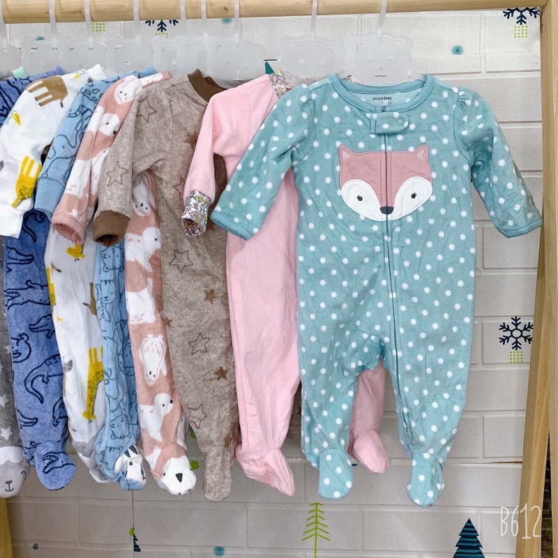 Body nỉ bông ,body ngủ liền tất kéo khoá dành cho bé 3 tuôi từ 13kg đến 15kg