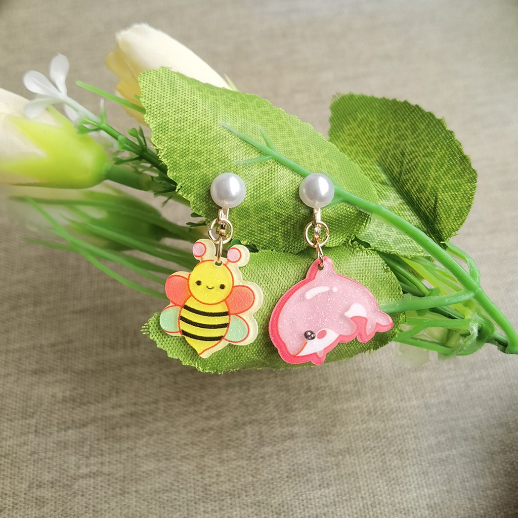 Khuyên Tai Dạng Kẹp Không Xỏ Hình Động Vật Hoạt Hình Bằng Acrylic Nhẹ Chống Dị Ứng Phong Cách Hàn Quốc Cho Bé Gái