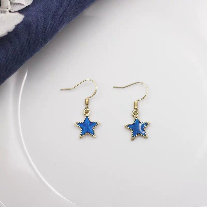 Hoa Tai Dáng Dài Hình Bầu Trời Xanh Đính Đá Lấp Lánh