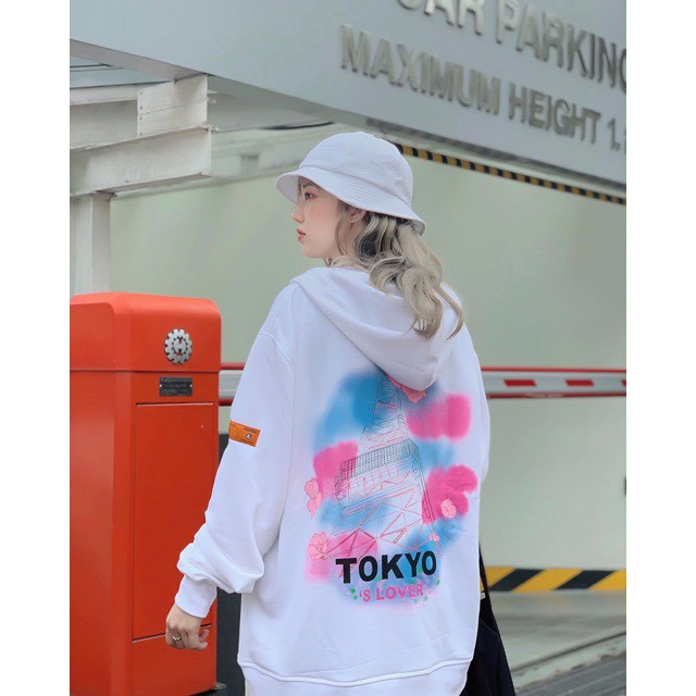 Áo khoác nữ form rộng đi học hoodie nữ form rộng có dây kéo TOKYO