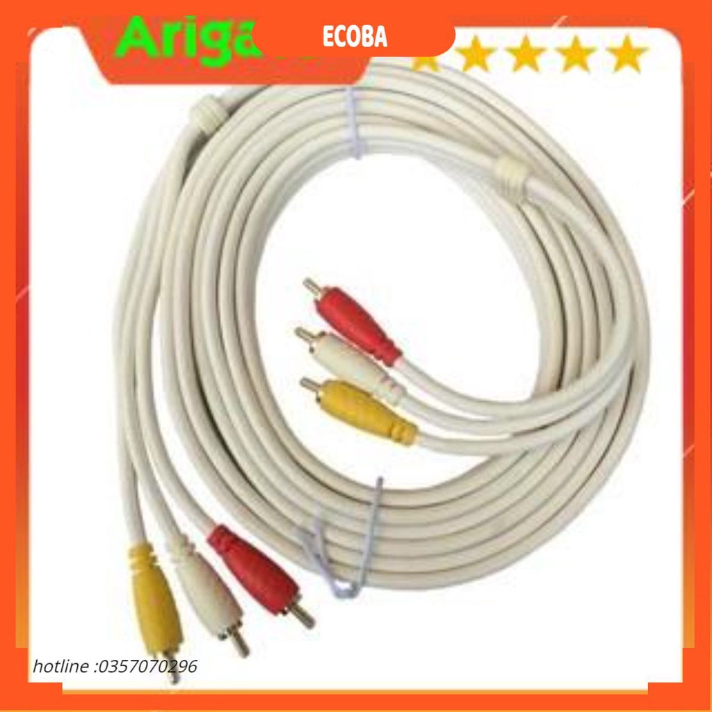 Dây loa xịn dây trắng xanh 3 ra 3 1,5M 1,8M 3M 5M 10M đầu mạ đồng Arigato giao màu ngẫu nhiên bảo hành 3 tháng ECOBA