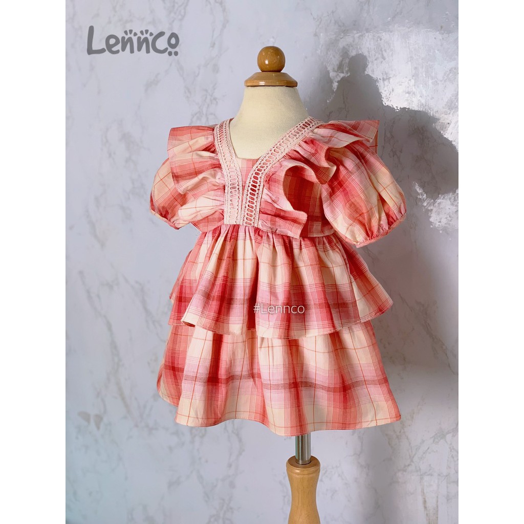 Váy Lennco tầng bèo hồng cam