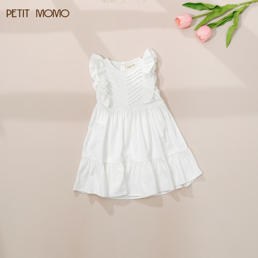 Váy xòe tầng cho bé gái PETIT MOMO trang trí tay bèo, chất thô mềm mát H183