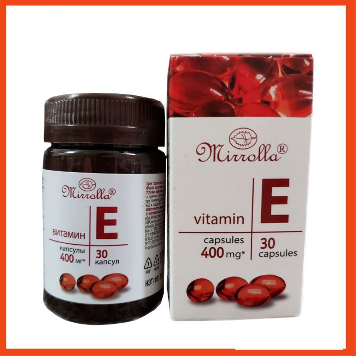 Viên uống Vitamin E đỏ Mirrolla 270mg &amp; 400mg của Nga Có Sẵn