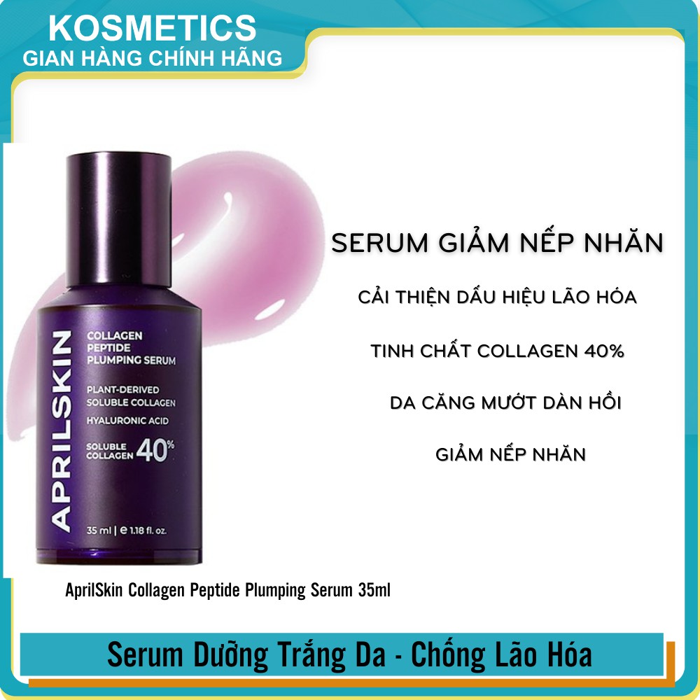 Serum dưỡng trắng da, chống lão hóa, làm giảm nếp nhăn APRILSKIN Collagen Peptide Plumping Serum 35ml