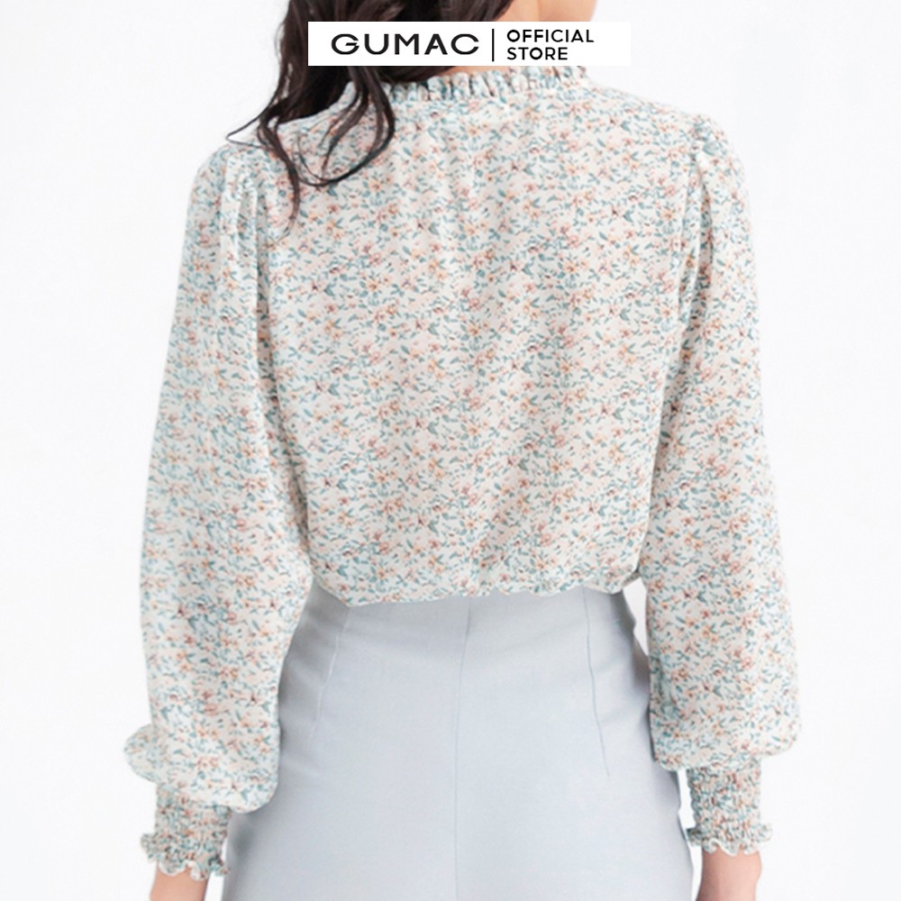 [Mã WABRGUSBD2 giảm 10% tối đa 50k đơn từ 250k] Áo sơ mi tay nhún GUMAC họa tiết hoa xinh xắn AB602 | BigBuy360 - bigbuy360.vn