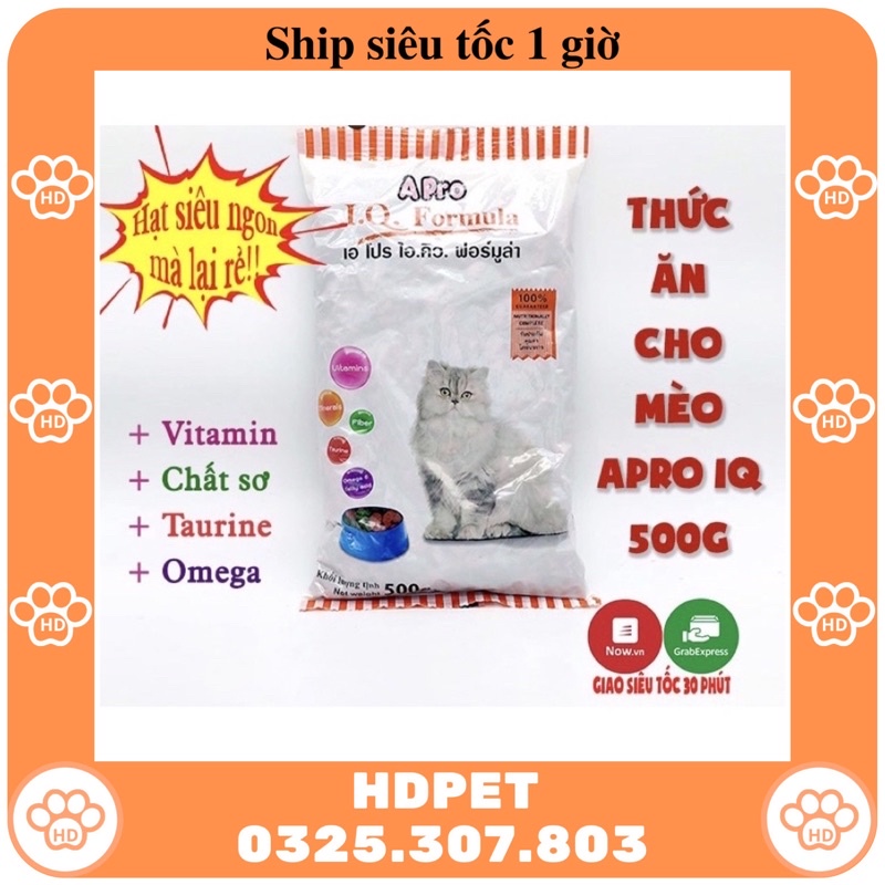 (Now ship 1 giờ) Thức ăn cho mèo Apro IQ Formula 500g hạt cho mèo giá rẻ bổ sung vitamin rau củ - HDPET Shop