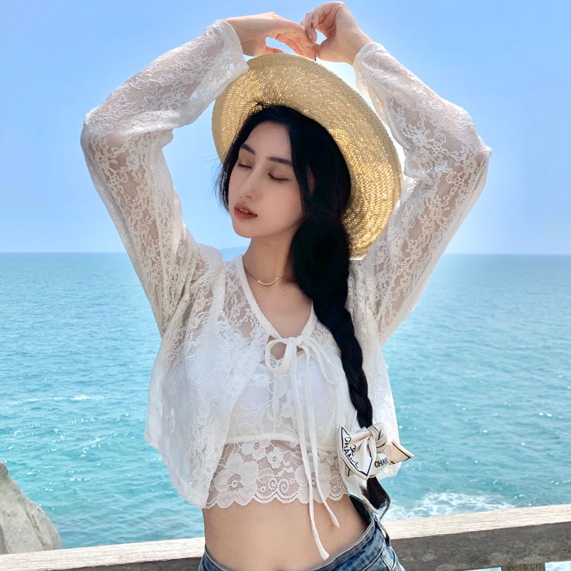 Áo Khoác Cardigan Ren Mỏng Tay Dài Chống Nắng Thời Trang Mùa Hè Cho Nữ