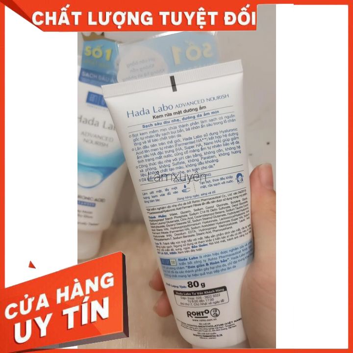 Sữa Rửa Mặt Hada Labo Sạch Sâu Dưỡng Ẩm 80g Advanced Nourish Hyaluronic Acid Cleanser làm sạch bụi bẩn sáng da