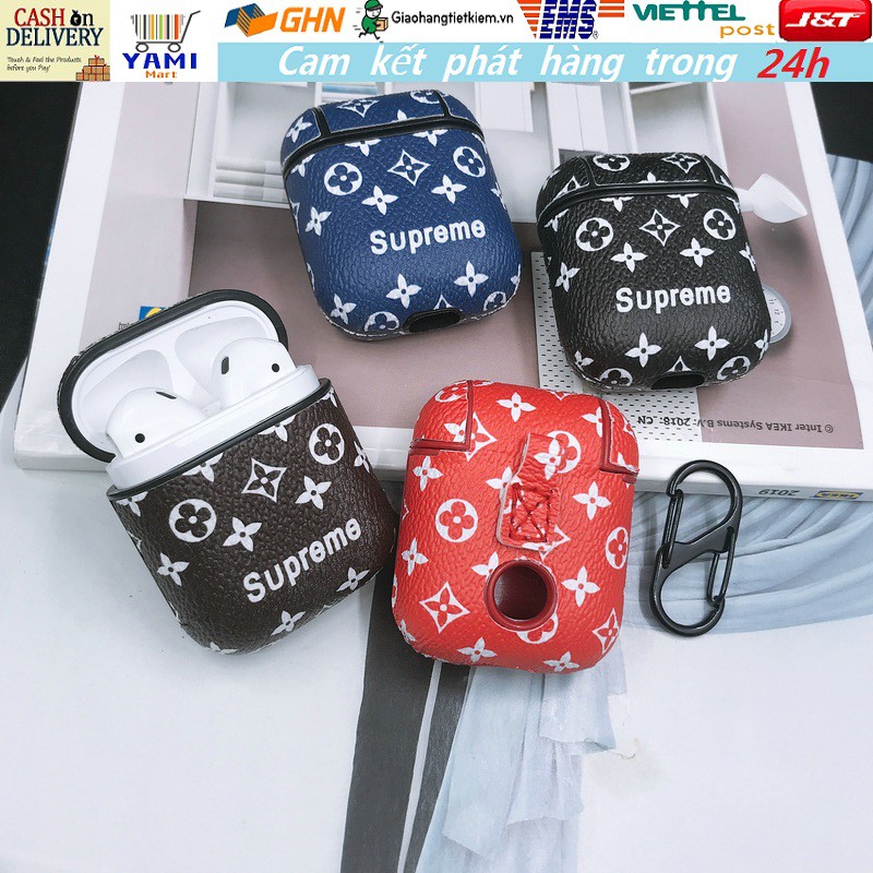 【Có hàng sẵn】Túi da đựng tai nghe Bluetooth Apple Airpods Supreme  Earphone Accessories