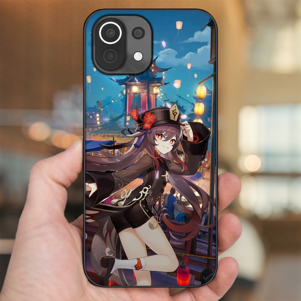 Ốp lưng Xiaomi Mi 11 Lite viền đen in hình Hutao Genshin Impact