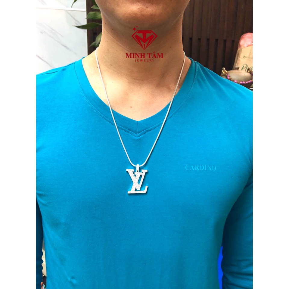 Bộ dây chuyền Lv size trung bạc ta cho nam,có bán lẻ mặt Minh Tâm Jewelry