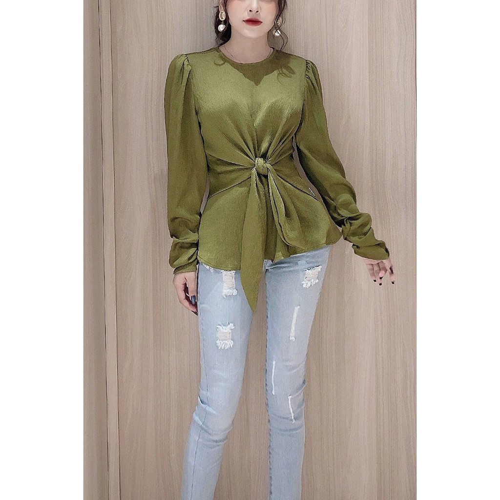 Áo sơ mi nữ tay lửng thắt nơ - 20Again | BigBuy360 - bigbuy360.vn