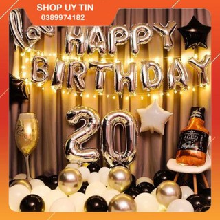 Trang trí sinh nhật ❤️freeship❤️ set bóng bay trang trí sinh nhật trắng đen s11🎈rẻ đẹp - rẻ vô địch