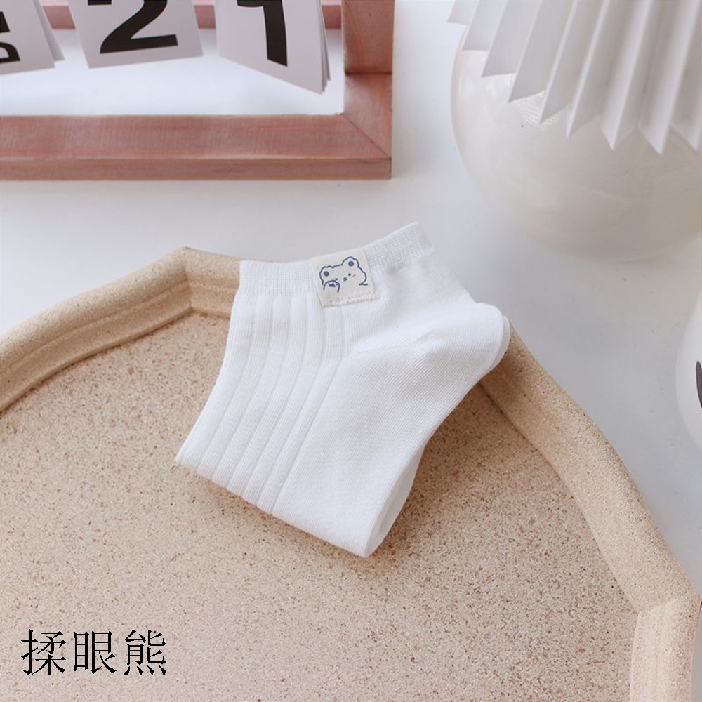 Vớ cotton mỏng thoáng khí in họa tiết gấu hoạt hình đáng yêu