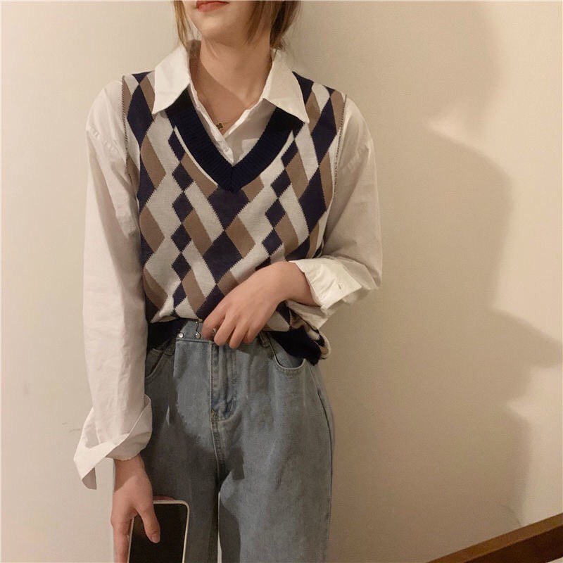 Gile Len Nữ Dáng Vừa, Áo Len Gile Cổ Tim Hàn Quốc Mỏng Basic Màu Sắc Vintage Ulzzang Hàn Quốc