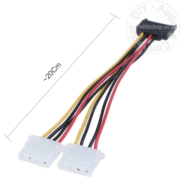 Dây nguồn SATA ra 2 molex IDE 4pin - Cáp chia nguồn 1 SATA ra 2 4 pin IDE 20Cm
