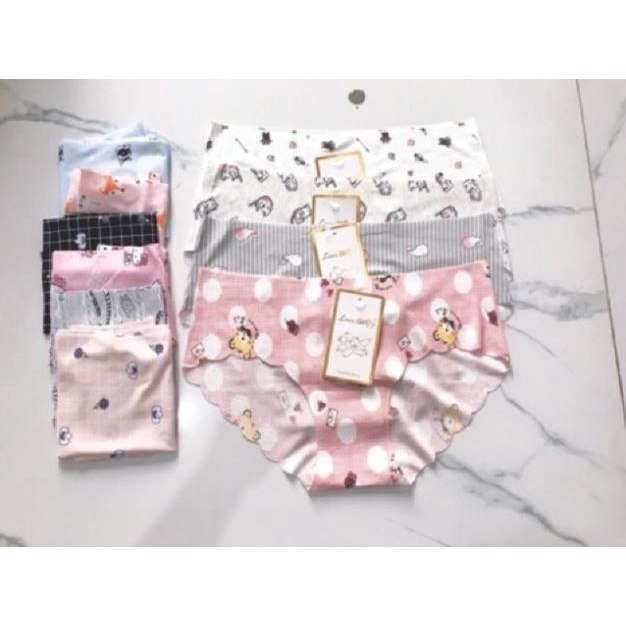 [Giá sỉ] Set 10 Quần Lót Đúc Thông Hơi Lượn Sóng Hình Cute Đủ Màu