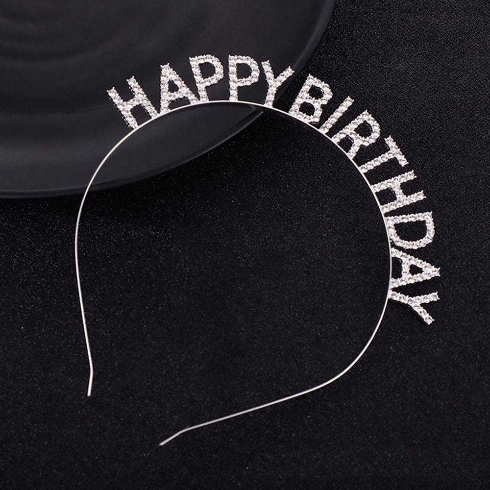 Băng Đô Cài Tóc Bằng Hợp Kim Họa Tiết Chữ Happy Birthday 15H Sang Trọng Phong Cách Hàn Quốc