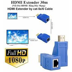 Bộ Nối Dài HDMI Qua Lan 30M - Bộ Khuếch Đại HDMi Qua J45 Kéo Dài 30M ( tặng 10 hạt mạng chân đồng )