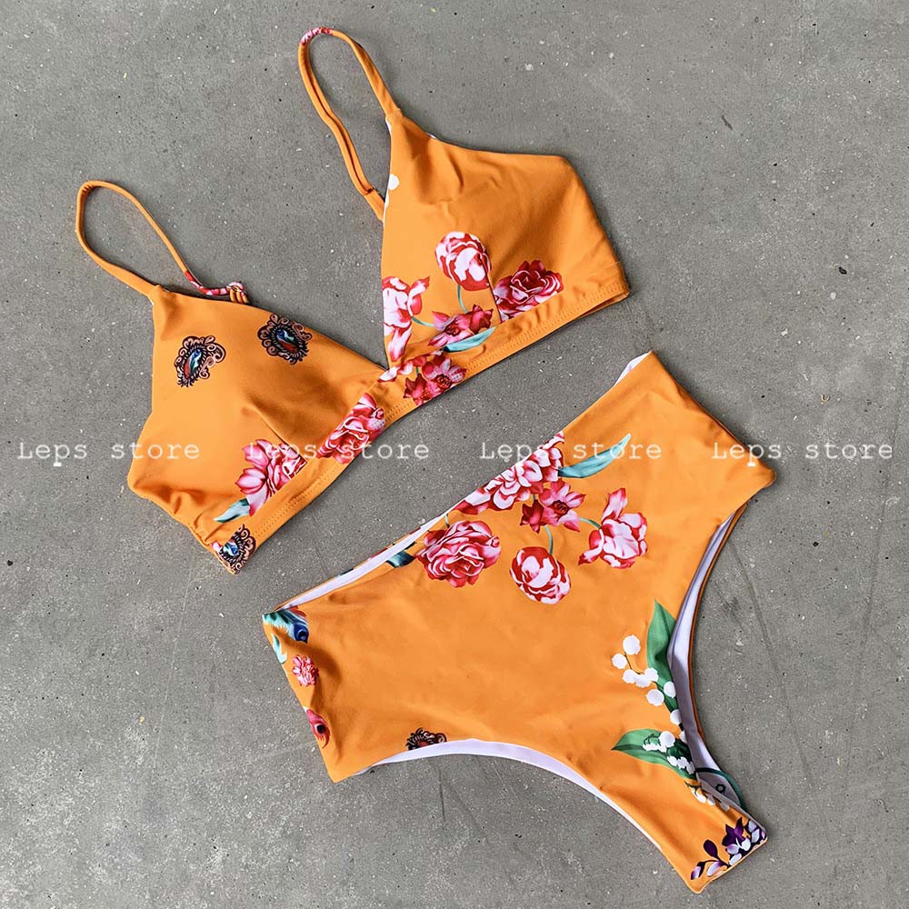 [Ảnh thật] Bộ đồ bơi/bikini 2 mảnh họa tiết phong cách châu Âu | BigBuy360 - bigbuy360.vn